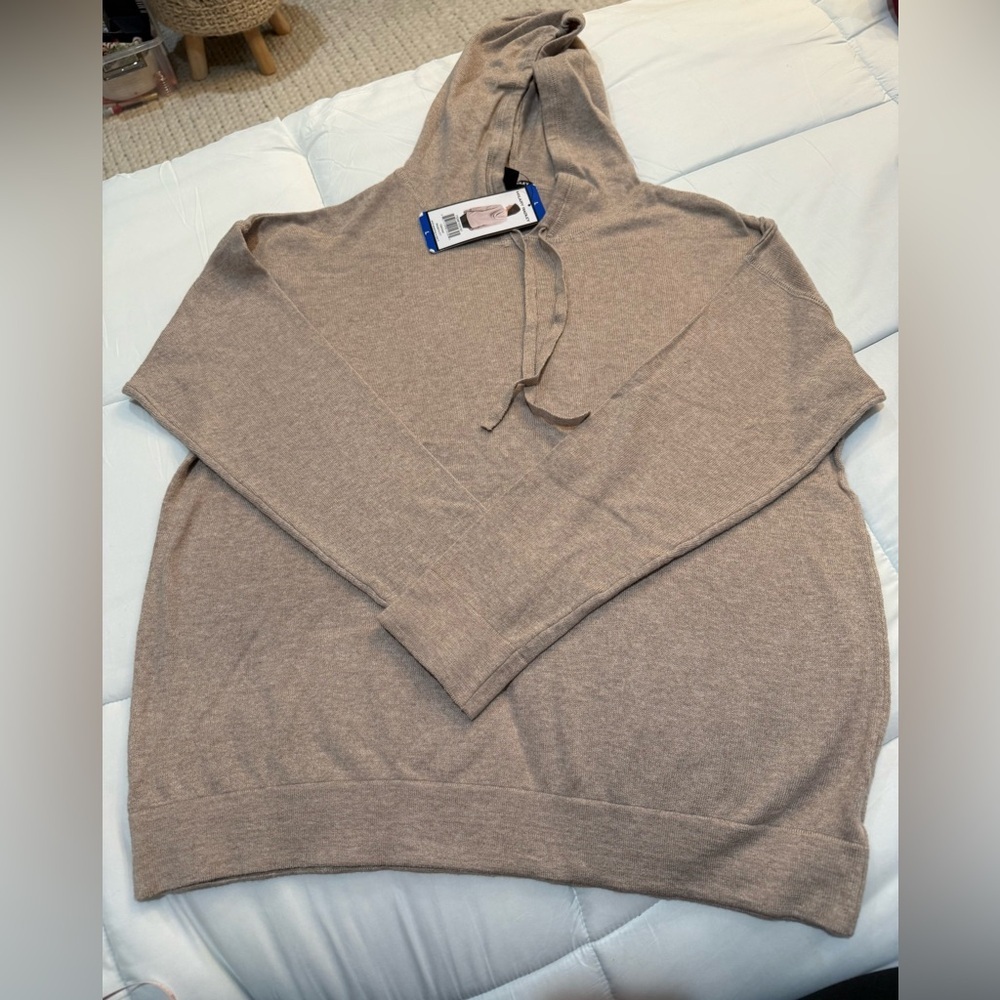 Hilary Radley Tan Knit Women’s Hoodie Size Large NWT